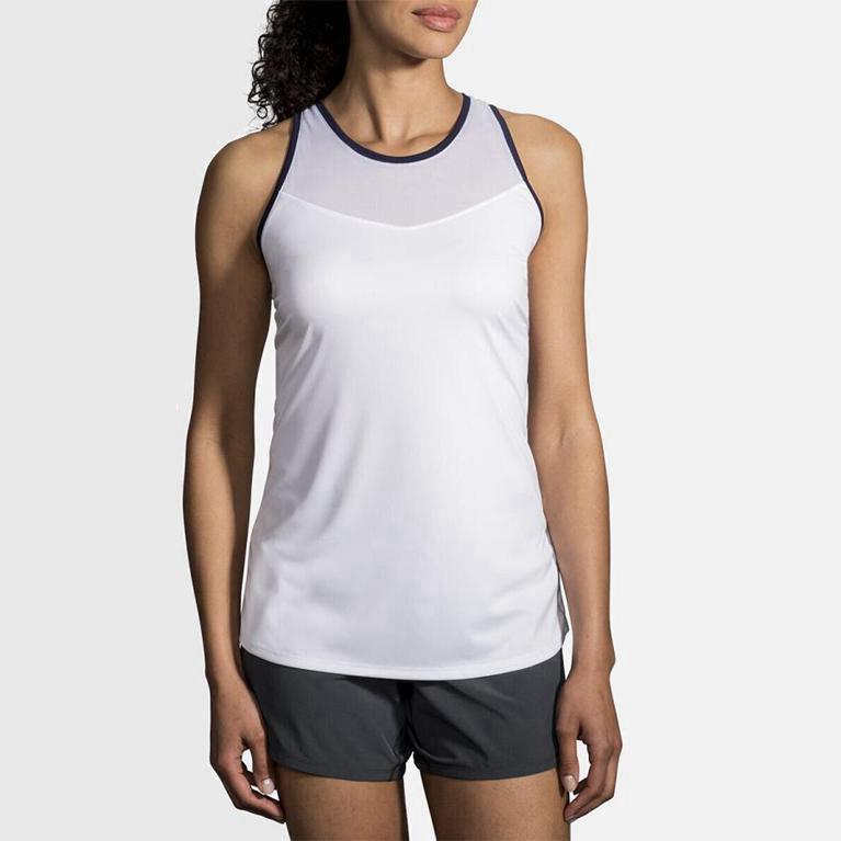 Brooks Stealth Womens Running Tank Top - White - Philippines (641097NTB)